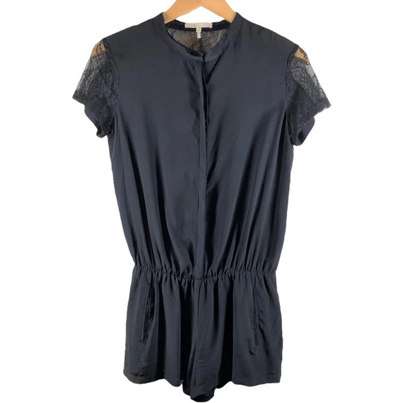 MAJE Black Silk and Lace Shorts Evening Romper Size 40 - Picture 3 of 6